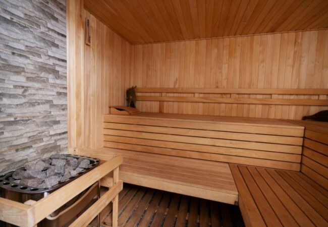 Interior de sauna finlandesa