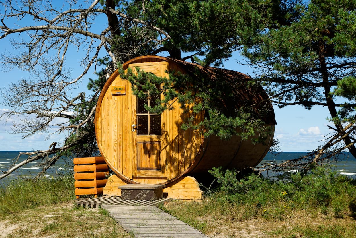 Sauna en forma de barril