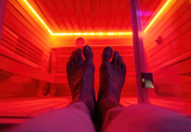 Hombre disfrutando los beneficios de la sauna de infrarrojos
