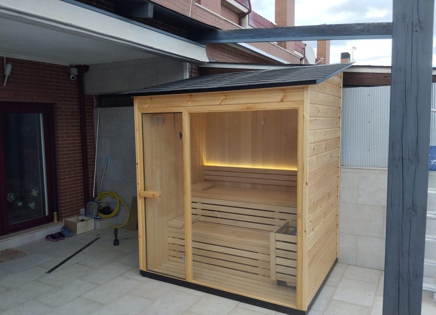 sauna madera exterior jardin